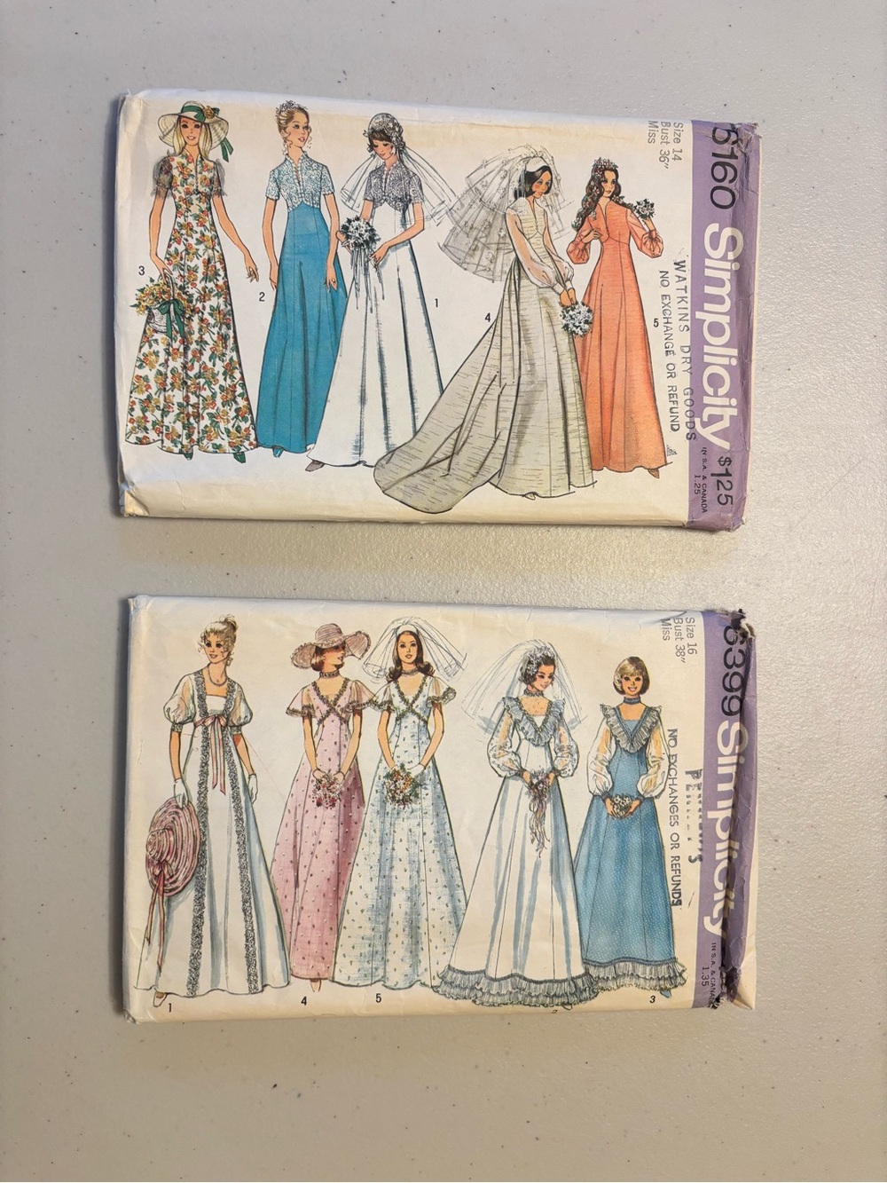 Simplicity Vintage Sewing Pattern Pack - Bridal and Formal Dresses set/2
#5